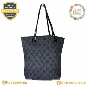 🌼💯Gucci shoulder bag denim GG logo black leather